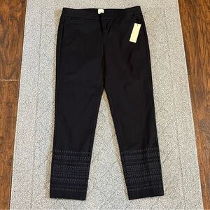 Ecru pants womens size 4 navy shakira lace detail straight leg dress pants NEW